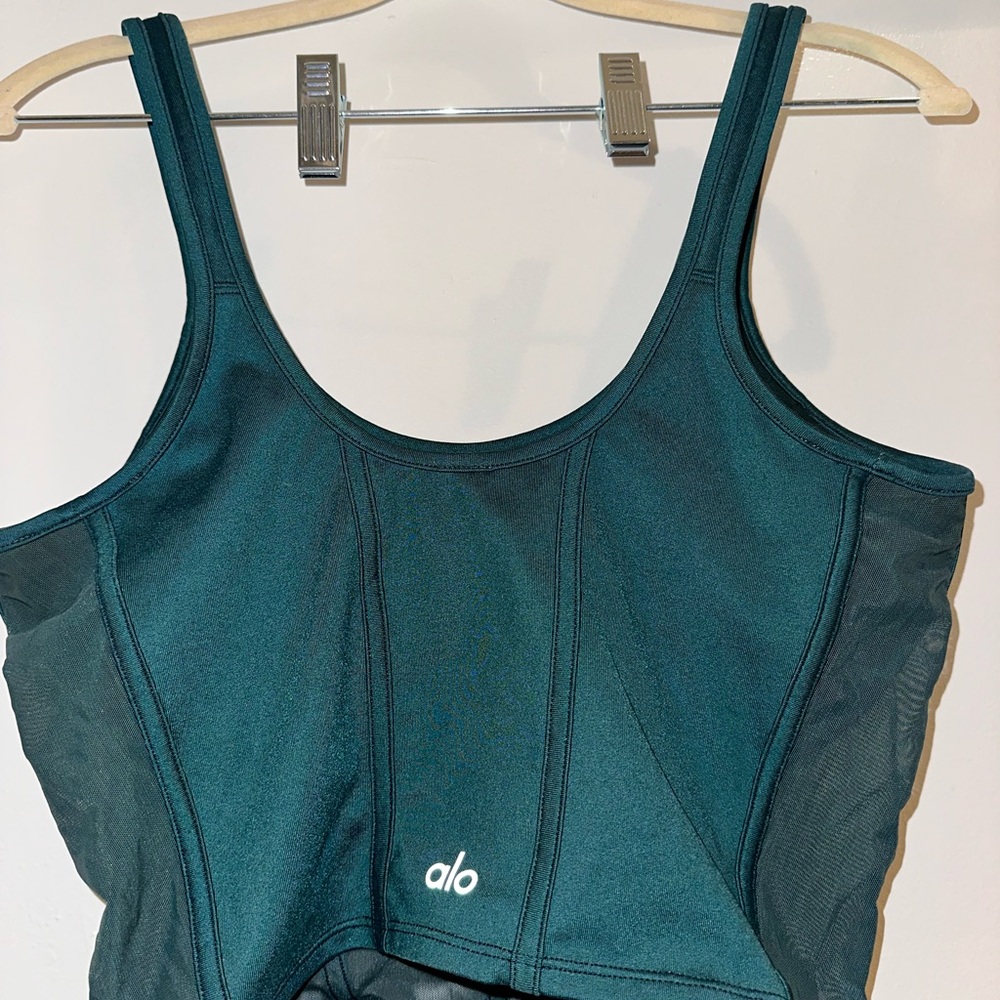 ALO Yoga Dark Teal 7/8 Leggings & Sports Bra Set